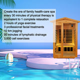 V ddhoger Room Two-Person Far-Infrared Old Fir Outdoor Sauna, Temperature Adjustment 25-65℃, Touch Operation Screen, Seat Load-Bearing 300KG, Suitable for Heights 1.5-1.9M， Natural V ddhoger