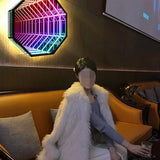 Infinity Hexagon Mirror, Remote Control LED Tunnel Lamp, Multicolor Tunnel Lamp Infinity Light Wall Hanging Lights, Infinity Mirror Art Light Night Light with Multi Color Changing Light,30cm/11.81in WoodArtSupply