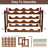 IWNTWY Wine Rack, 12 Bottles 3-Tier Free Standing Wine Racks, Bamboo Wine Rack Countertop Holder Storage Shelf for Kitchen Cabinet Dining Room Bar (Brown) IWNTWY