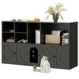 IRONCK Cat Litter Box Enclosure for 2 Cats, Litter Box Furniture Hidden with Double Room and Large Storage Space, Wooden Washroom Furniture, Cat House, Black IRONCK