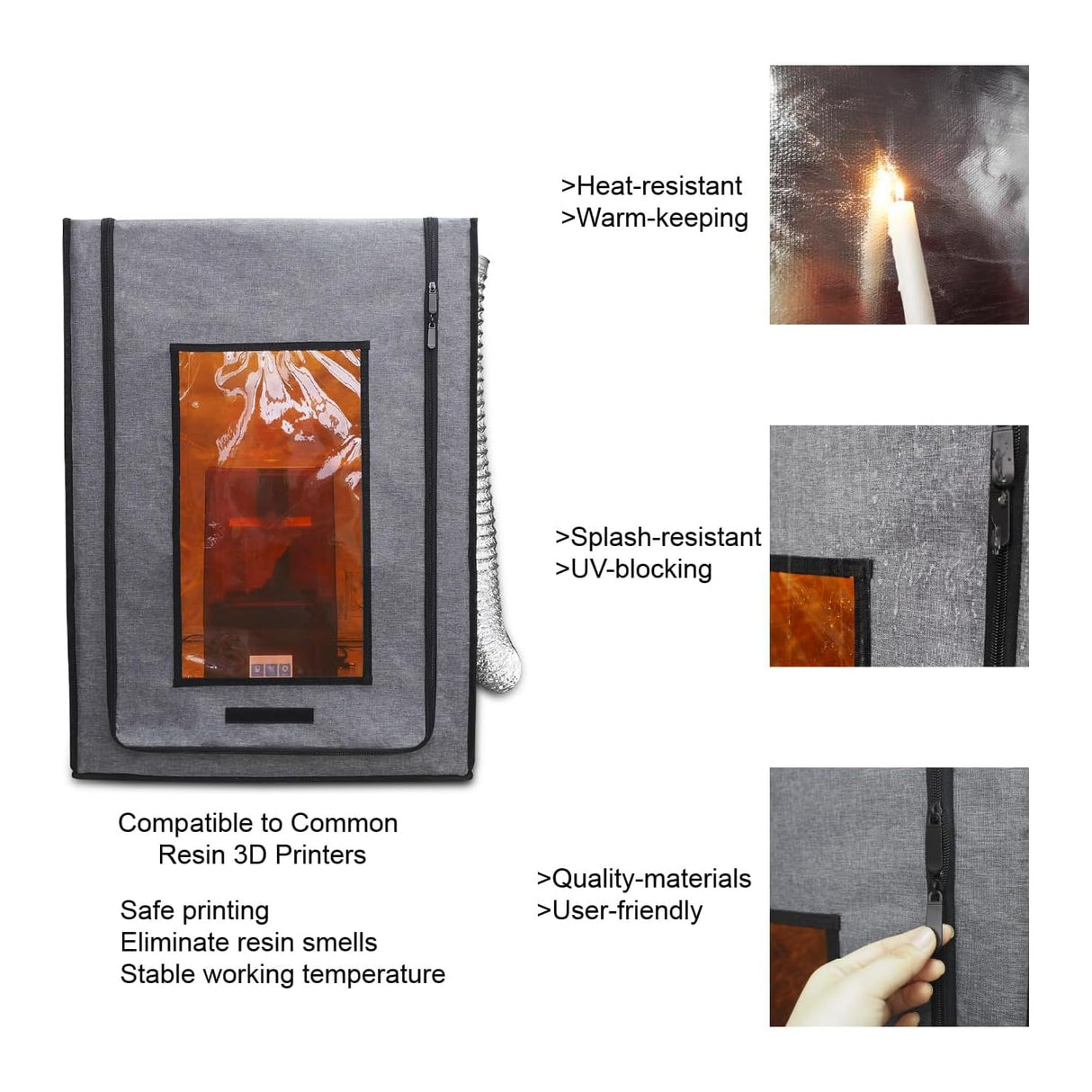 Smart Control Resin 3D Printer Enclosure with Ventilation Kit + UV Curing Light Compatible with ANYCUBIC Photon Mono 2, ELEGOO Mars 4 MSLA, Neptune 3 Pro, Ender 3 3D Printer Upgrade DODOBEI