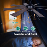 YITAHOME 60 Inch Black Ceiling Fan with Lights and Remote,8 Blades,App Control, Modern Smart Ceiling Fan Compatible with Alexa for Indoor, Reversible Quiet Motor, Memory Function YITAHOME