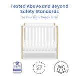 Delta Children Gio Mini Crib with 2.75" Mattress Included, Bianca White/Natural Delta Children