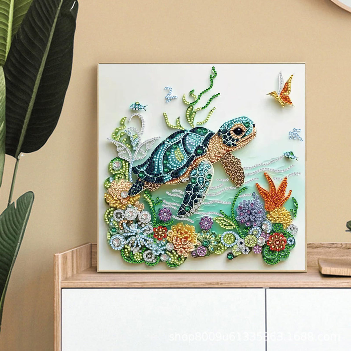 EOYDKAP Sea Turtle Diamond Art Kits for Adults, Diamond Painting Kits for Beginners, Easy Diamond Art for Home Wall Decor, Special Shaped Diamond Painting 11.8x11.8inch EOYDKAP