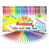 Gel Pens, 50 Pack Gel Pen Set 25 Colored Gel Pen with 25 Refills for Adults Coloring Books Drawing Doodling Crafts Scrapbooking Bullet Journaling Lineon