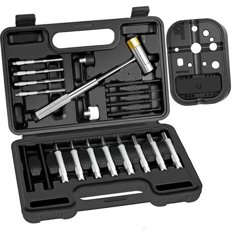 BESTNULE Punch Set, Pin Punches, Punch Tool, Roll Pin Punch Set, Made of High Quality Metal Material Including Punches and Hammer, Mechanical Repair Tool, with Organizer Storage Box (with Bench Block) BESTNULE