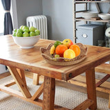 KEILEOHO 2 PCS 11.8 x 2.36 Inch Rattan Fruit Basket Round, Rattan Bread Basket, Wicker Fruit Basket, Rattan Fruit Bowl for Bread, Fruit, Vegetables, Tabletop Display KEILEOHO