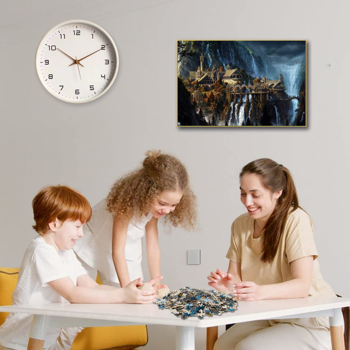 Puzzles for Adults 1000 Pieces,Lord of The Rings Puzzle,Waterfall Town 1000 Piece Puzzle for Adults Artwork Jigsaw Puzzle Family Game Puzzle Phinli