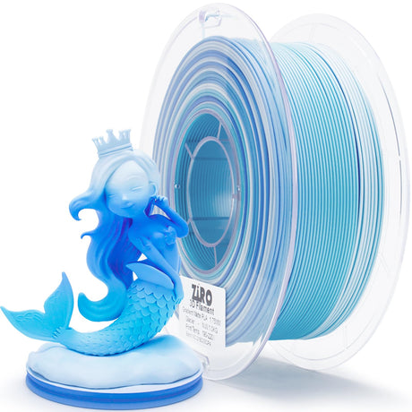 ZIRO Color Change Filament, Matte Multi Colors 3D Printer Filament, Faster Color Change by Length PLA, Dimensional Accuracy +/-0.03mm, 1KG/ 2.2lbs Spool, Fit Most FDM 3D Printer, Glacier ZIRO