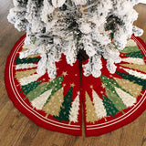 CROWNED BEAUTY Christmas Tree Skirt Collar 48 Inch Xmas Pine Trees Soft Farmhouse Holiday Decoration (Red & Green) CROWNED BEAUTY