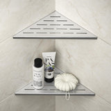 Bernkot Corner Shower Shelf 10", Brushed 304 Stainless Steel Slot Design Recessed Corner Shelves Bathroom Grout in Shelf for Tiled Wall, 2 Pack Bernkot