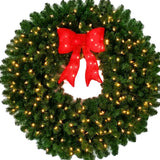4 Foot (48 inch) Incandescent Christmas Wreath with Prelit Red Bow - 200 UL Certified Lights - Commercial Grade - Indoor - Outdoor - ACWreaths ACWreaths