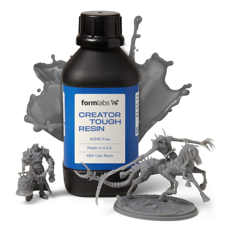 Formlabs [Creator Tough] ABS-Like 3D Printer Resin 405nm UV-Curing Non-Brittle High Precision Made in USA ACMO-Free 3D Printing Liquid Standard Photopolymer Resin for LCD DLP 3D Printing (Grey, 1000g) Formlabs