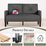 CHYMSUN 56" W Loveseat Sofa, Mid Century Modern Sofa Couch w/ 2 USB & Side Pocket, Small Love Seat Sofas for Living Room, Tufted Couches for Small Spaces, Bedroom, Office, Apartment (1, Dark Grey) CHYMSUN