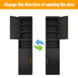 Ckzbx 70.87" H Metal Narrow Pantry Storage Cabinet Tall Steel Bathroom Cabinet,4 Adjustable Shelves for Kitchen, Home Office, Living Room, Dinning Room (Black) Ckzbx