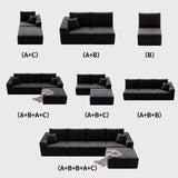 YHMEIXH 139" Black sectional couches for Living Room, Modular Sectional Sofa withDeep Seat, Boneless Sofa for Living Room, L-Shape Boneless Couch for Apartments Bedroom, No Assembly Required (Right) YHMEIXH