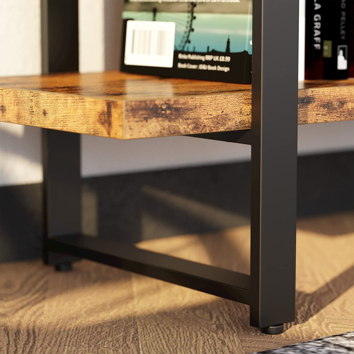 Ironck Double Wide Industrial 5-Tier Bookshelf with Open Shelves in Vintage Brown IRONCK