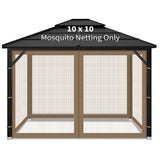 Gazebo Replacement Mosquito Netting Outdoor Universal Gazebo Canopy 4-Panels Screen Sidewalls with Zipper for Patio Garden Yard Backyard (Mosquito Net Only) (10x10, Brown) Iheqard