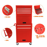 6 Drawer Rolling Tool Chest,Red Large Tall Tool Box with Wheels,Lockable Stand up Toolbox,Metal Garage Tool Cabinets Organizer,Rolling Tool Cart for Workshop Garvee