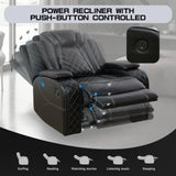 PU Leather Power Wall Hugger Chair Double Reclining Sectional Sofa 3-Seater Loveseat Couch with Reversible Coffee Table, Wireless Chargers, USB Port and Ambient LED Light for Living Room RV Theater NicBex