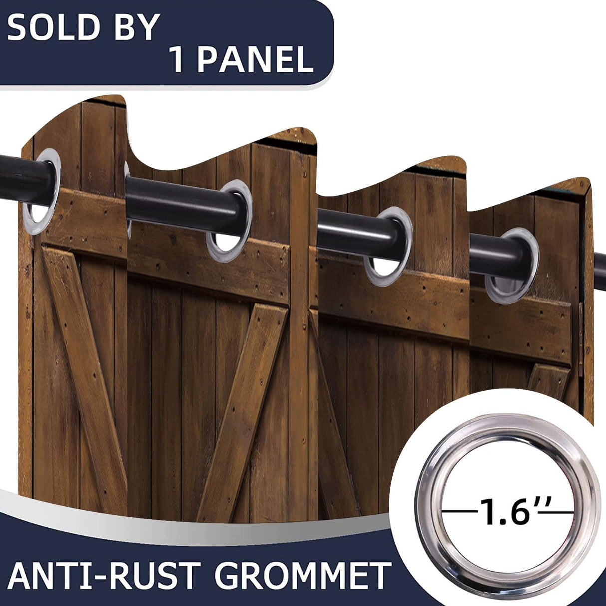 Retro Wooden Farm Doors Door Curtains for Doorways, Rural Farmhouse Barn Wood Blackout Curtain for Kids Bedroom Closet, Grommet Thermal Insulated Privacy Door Drapes for Room Divider, 42" W x 80" L Czrouz