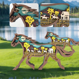 Drawelry 3D Wood Carving Animals Lamp - Creative Bear Elk Wooden Sculpture Ornaments Home Living Room Office Decorative Warm LED Night Light Christmas Birthday Gifts for Friend Son Dad (Horse) Drawelry