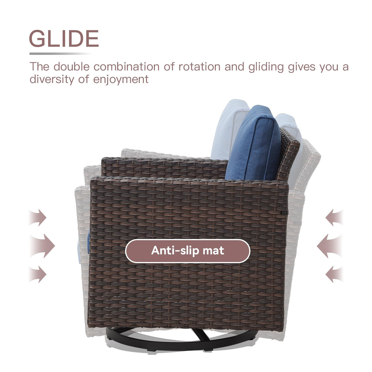 HUMMUH 11 Pieces Outdoor Furniture Set,Outdoor Half-Moon Sectional Couches Swivel Patio Chairs with Ottomans Coffee Table,All Weather PE Wicker Patio Conversation Sets for Garden Porch Backyard HUMMUH