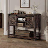 LUXOAK Farmhouse Entryway Table with Sliding Barn Doors, 46" Sofa Table for Living Room, Console Table with Storage, Dark Rustic Oak LUXOAK