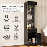 MEISSALIVVE Glass Display Cabinet, 3-Tier Display Case with 7 Color Led Lights, 70.87''H Lighted Curio Cabinet for Collectibles, Trophy, High Gloss, Black MEISSALIVVE