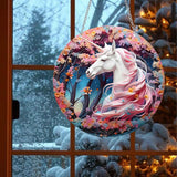 DTSFHTDAL Stained Acrylic Window Hanging, Animal Decoration Suncatcher for Window Suncatchers Sofa Wall Hanging Ornament TV Wall Hangings with Chain and Hook Indoor Hanging Art (Unicorn) DTSFHTDAL