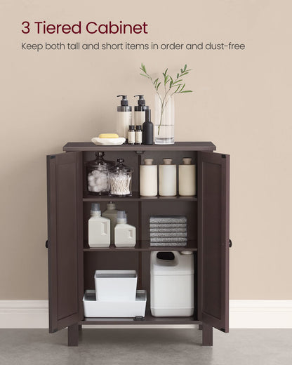 VASAGLE Bathroom Floor Storage Cabinet, Bathroom Storage Unit with 2 Adjustable Shelves, Bathroom Cabinet Freestanding, 11.8 x 23.6 x 31.5 Inches, Brown UBCB60BR