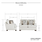 Lexicon Modern Couch, Chenille Loveseat with Deep Seats, 4 Accent Pillows, Track Arms, Removable Cushion Covers, Upholstered Living Room Furniture, 2 Seater Couch, Cream Lexicon