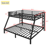 Queen Over King Modern Metal Bunk Bed with 2 Side Ladder and Full-Length Guardrail, Heavy Duty Steel Bed Frame for Teens Adults, Noise Reduced/No Box Spring Needed (Black-02, Queen Over King) HZSMHDZKJ