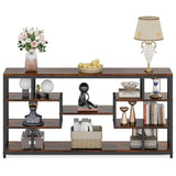 Tribesigns 70.87" Console Tables for Living Room, 5-Tier Narrow Long Sofa Tables with Open Storage Shelves, Rustic Entryway Tables with Metal Frame, Brown & Black Tribesigns