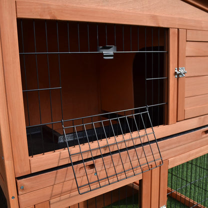 Pawhut 40" Wooden Rabbit Hutch Small Animal House Pet Cage - WoodArtSupply