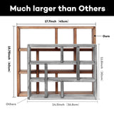 MITREL 17.7x15.7-Inch Shadow Box Shelf 9-Slot Rustic Floating Shelves Larger Wall Mounted Shelf Lightweight Solid Wood Display Shelf Freestanding Farmhouse(9C-Rustic White) MITREL