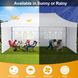 COBIZI 10x20 Pop Up Canopy with 6 Sidewall,Heavy Duty Canopy UPF 50+ All Season Wind Waterproof Commercial Outdoor Wedding Party Tents for Parties Canopy Gazebo with Roller Bag(10 x 20 ft White) COBIZI