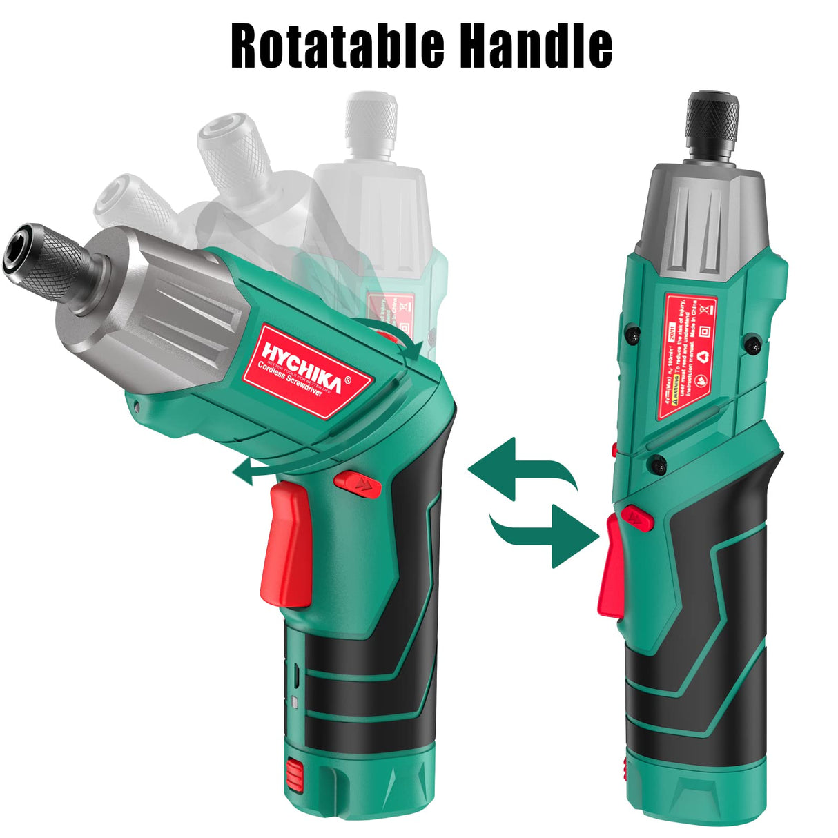 Cordless Screwdriver, HYCHIKA 4V 2.0Ah Electric Screwdriver Rechargeable Screw Gun & Bit Set, Front LED and Rear Flashlight, Ratchet Wrench, DC Charging with USB Cable, 36pcs Accessories HYCHIKA BETTER TOOLS FOR BETTER LIFE