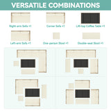 YITAHOME L-Shaped Patio Furniture Set, All Weather Wicker Outdoor Sectional Sofa Conversation Set with Dining Table and Ottoman, Light Brown+Beige YITAHOME