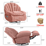 HOMYEDAMIC Recliner Chair Rocker Swivel, Comfortable Soft Fabric Shell Shape with Storage 360 Swivel Manual Big Tall Single Reclining Sofa for Adults Living Room Bedroom (NMH-Pink) HOMYEDAMIC