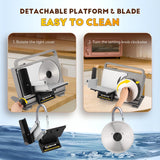 CGOLDENWALL Meat Slicer Foldable Electric Food Slicer, 0-15mm Adjustable Thickness, Frozen Meat/Cheese Slicer for BBQ Hot Pot Shabu, with 2 Stainless Steel Blades, 110V CGOLDENWALL