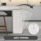 Spurgehom Dual Door Trash Cabinet Kitchen Waste Bins,13 Gallon Laundry Hamper Tilt Out Trash Can Cabinet, Pet Proof Trash Can for Living Room,White Spurgehom