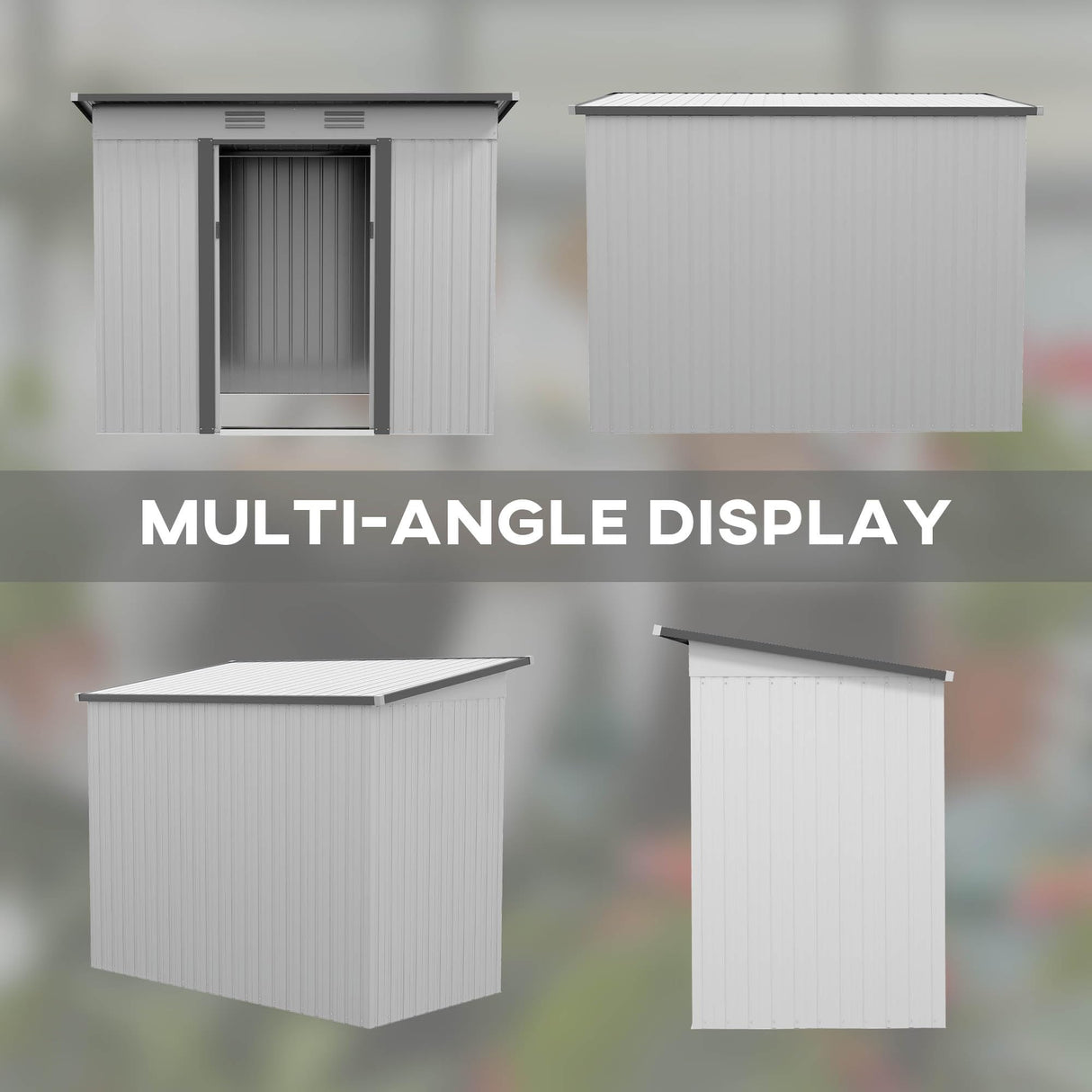 Outsunny 8' x 4' Metal Lean to Garden Shed, Outdoor Storage Shed, Garden Tool House with Double Sliding Doors, 2 Air Vents for Backyard, Patio, Lawn, White Outsunny