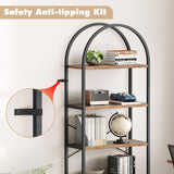 GAOMON 5 Tier Bookshelf Arched Bookcase Modern Standing Bookshelves Tall Display Racks Metal Book Shelf for Bedroom, Living Room, Home Office GAOMON