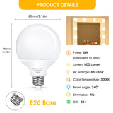 G25 LED Vanity Globe Light Bulb, 60W Equivalent Incandescent Bulbs for Vanity Bathroom Mirror Light Bulb, 3000K Soft White E26 Base Makeup Mirror Lights, Not-Dimmable Christmas Decor Lighting, 4 Pack EvaStary