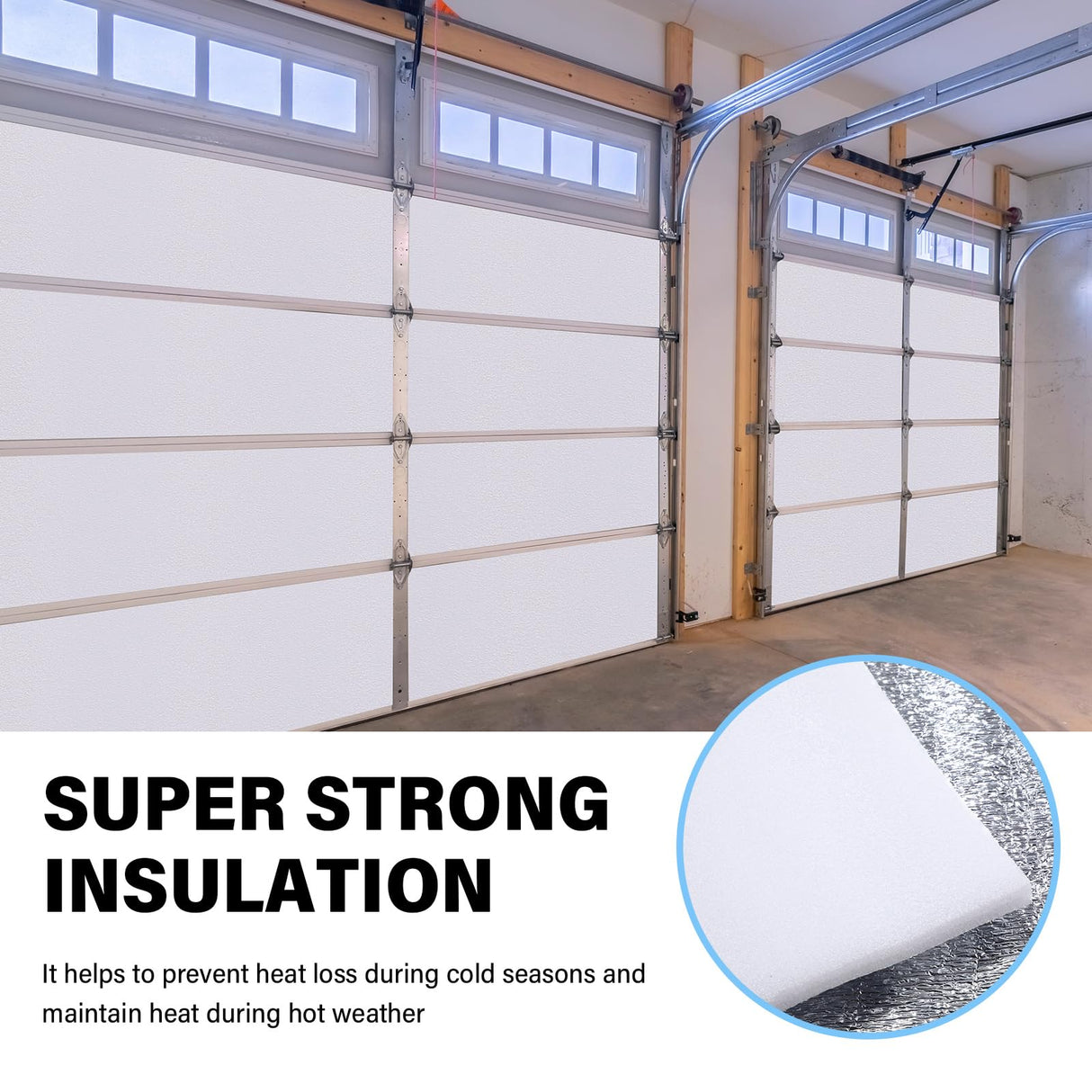 Frienda Garage Door Insulation Set 24 x 48 Inch White Foam Core Insulation Panels Reflective Aluminum Radiant Barrier Thermal Insulation Shield with Adhesive Tape for Greenhouse Attics Walls (16 Pcs) Frienda