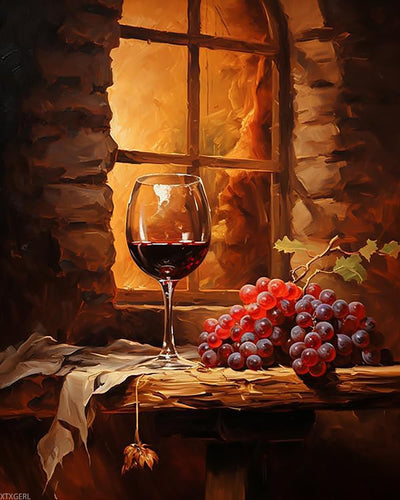XTXGERL Canvas DIY Oil Painting for Adults, Vintage Wine in Cellar Wine Glass, Painting by Number Kits on Canvas, DIY Acrylic Painting Kit, Home Wall Decor Gift, 40x50cm