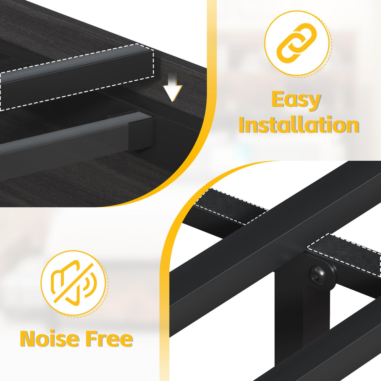 Lifezone Queen Bed Frame with Headboard, Queen Bed Frame with High Storage Bookcase Headboard, 4 Storage Drawers & Charging Station, No Box Spring Needed/Noise Free/All-Metal Support, Rustic Grey Lifezone