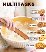 Skinny Spurtle for Sourdough Starter, Mixing, Reaching Bottom of Jar, Dough Whisk, Natural from High Moist Resistance Teak, Spurtles Kitchen Tools Wooden Kitchen Utensils for NonStick Cookware ICSTI