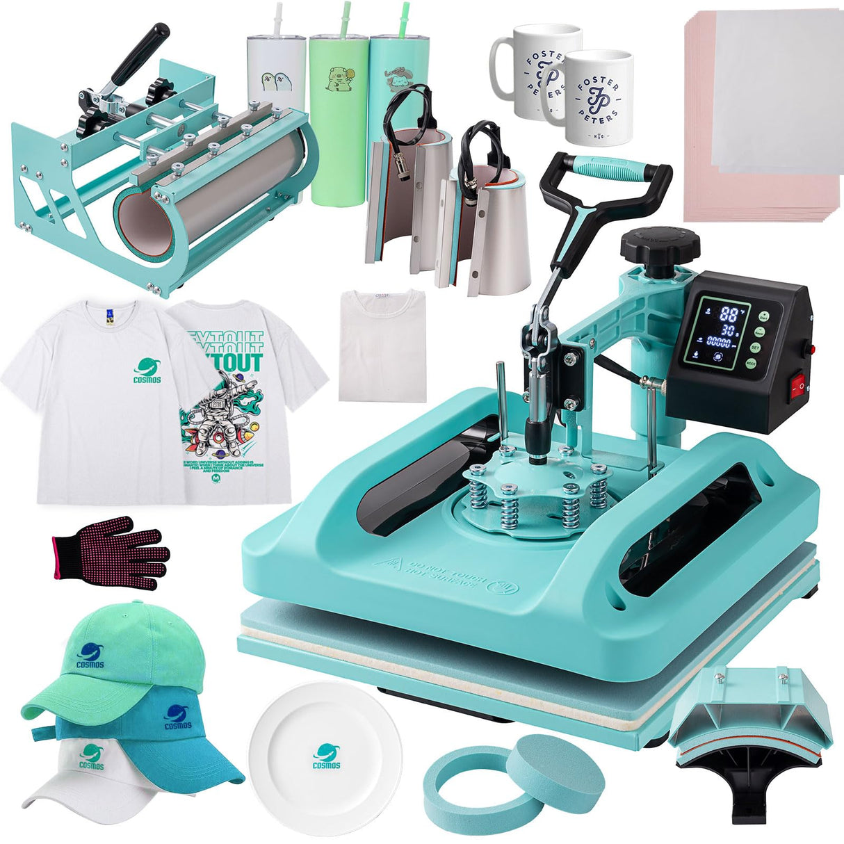 SmarketBuy Heat Press 15x15 Inch, 8 in 1 Heat Press Machine with 30 OZ Tumbler Attachment, Professional Sublimation Machine for T-Shirts, Hats, Tumblers Glass Cans Mugs and Plates SmarketBuy